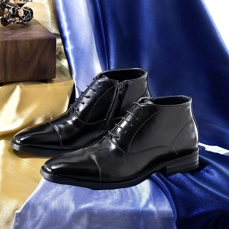 Men's Dress Oxford Formal Shoes Leather Business Shoes Classic Round Toe Shiny Checkered Comfortable Derby Loafers