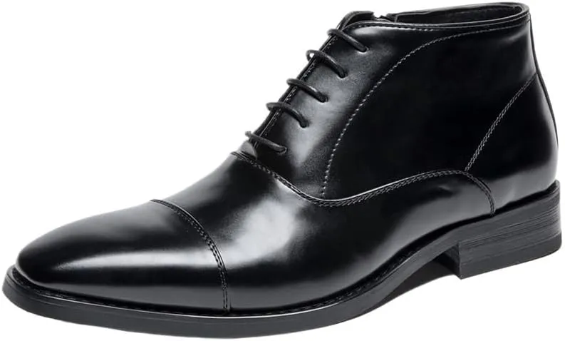 Men's Dress Oxford Formal Shoes Leather Business Shoes Classic Round Toe Shiny Checkered Comfortable Derby Loafers