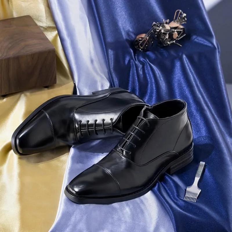 Men's Dress Oxford Formal Shoes Leather Business Shoes Classic Round Toe Shiny Checkered Comfortable Derby Loafers
