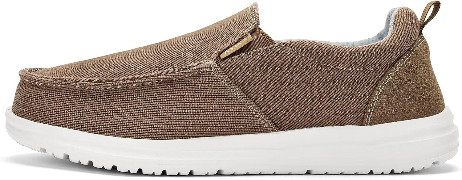 Mens Hands Free Slip-on Loafers Shoes Wide Width Casual Canvas Loafers Shoes Mens Boat Shoes Lightweight Non-Slip Walking Shoes Soft Sneakers