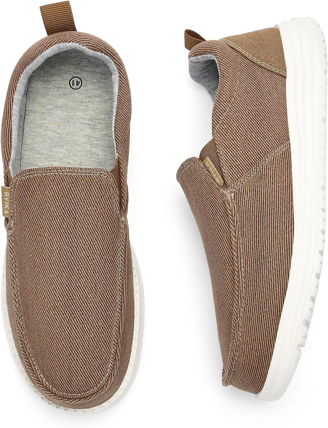 Mens Hands Free Slip-on Loafers Shoes Wide Width Casual Canvas Loafers Shoes Mens Boat Shoes Lightweight Non-Slip Walking Shoes Soft Sneakers