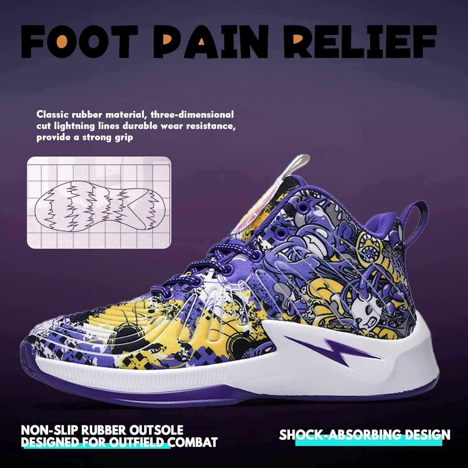 Men's High Top Basketball Shoes Lightweight Breathable Non Slip Gym Sneakers Suitable Training Sports
