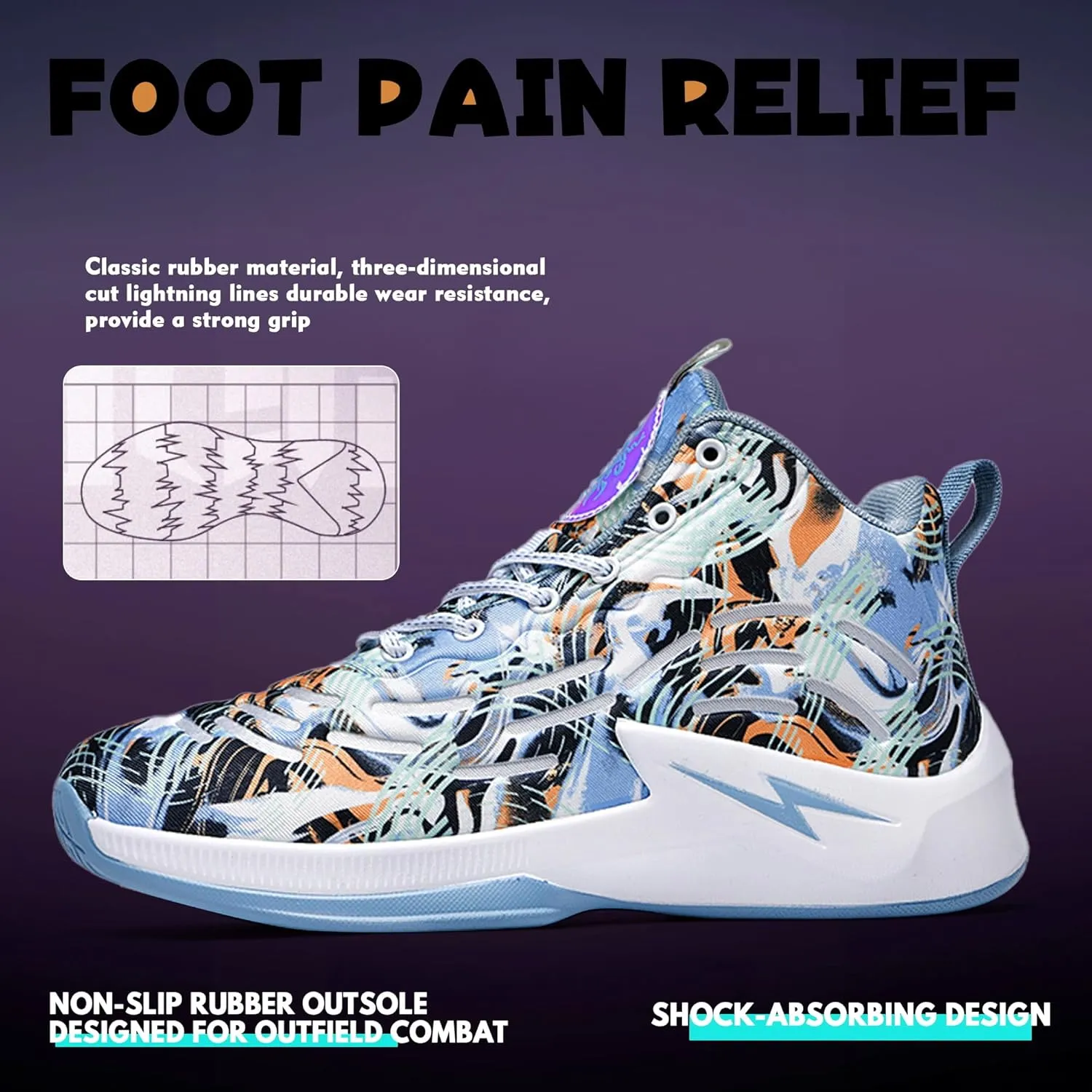 Men's High Top Basketball Shoes Lightweight Breathable Non Slip Gym Sneakers Suitable Training Sports