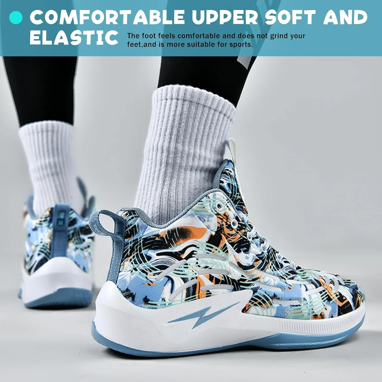 Men's High Top Basketball Shoes Lightweight Breathable Non Slip Gym Sneakers Suitable Training Sports