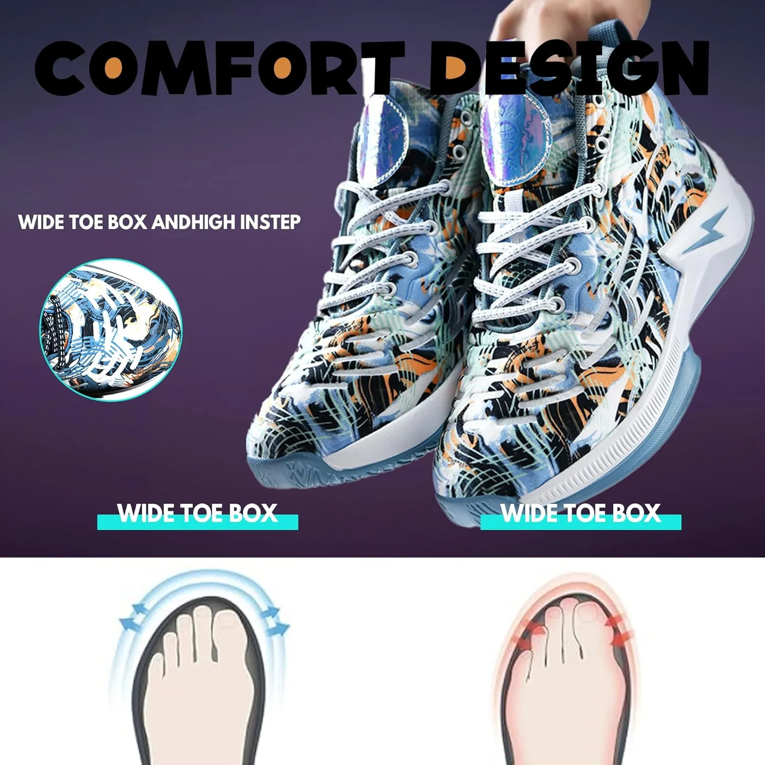Men's High Top Basketball Shoes Lightweight Breathable Non Slip Gym Sneakers Suitable Training Sports