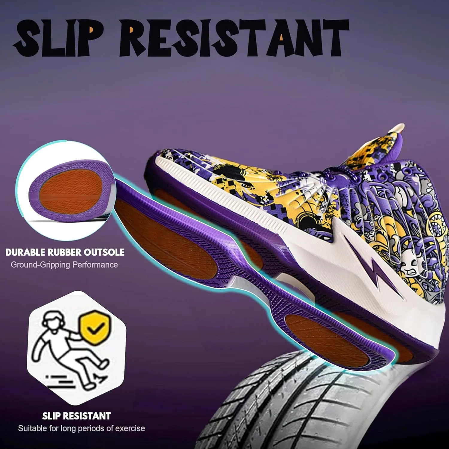 Men's High Top Basketball Shoes Lightweight Breathable Non Slip Gym Sneakers Suitable Training Sports