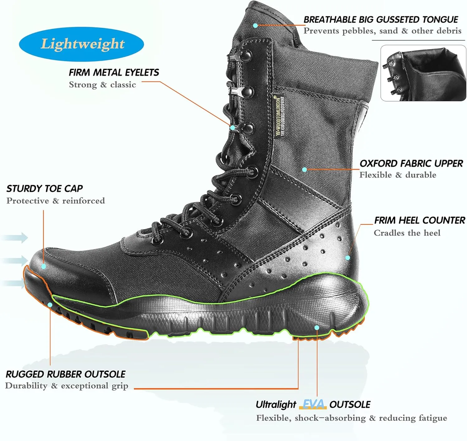 Men's LD Lightweight Combat Boots Microfiber/Suede Leather Military Tactical Boots