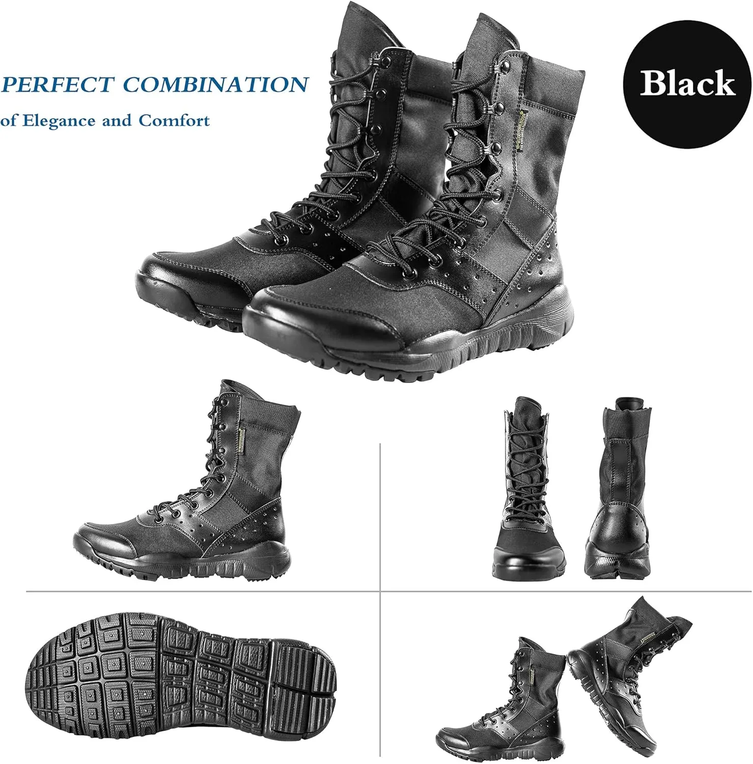 Men's LD Lightweight Combat Boots Microfiber/Suede Leather Military Tactical Boots
