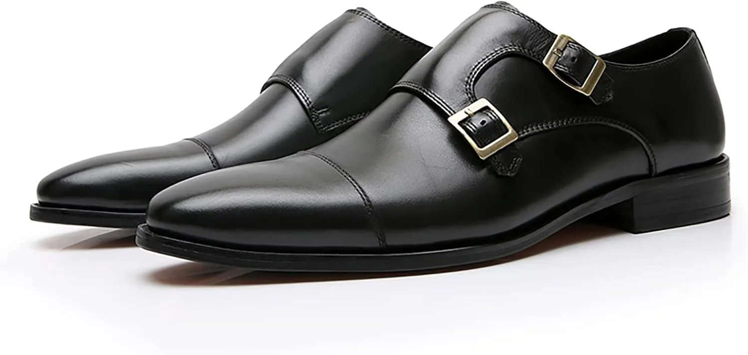 Mens Leather Loafers Casual Shoes Flat Lightweight Casual Moccasin Handmade Slip On Driving Business Shoes Leather Lined Dress Loafers Shoes,Black,6.5US/38EU