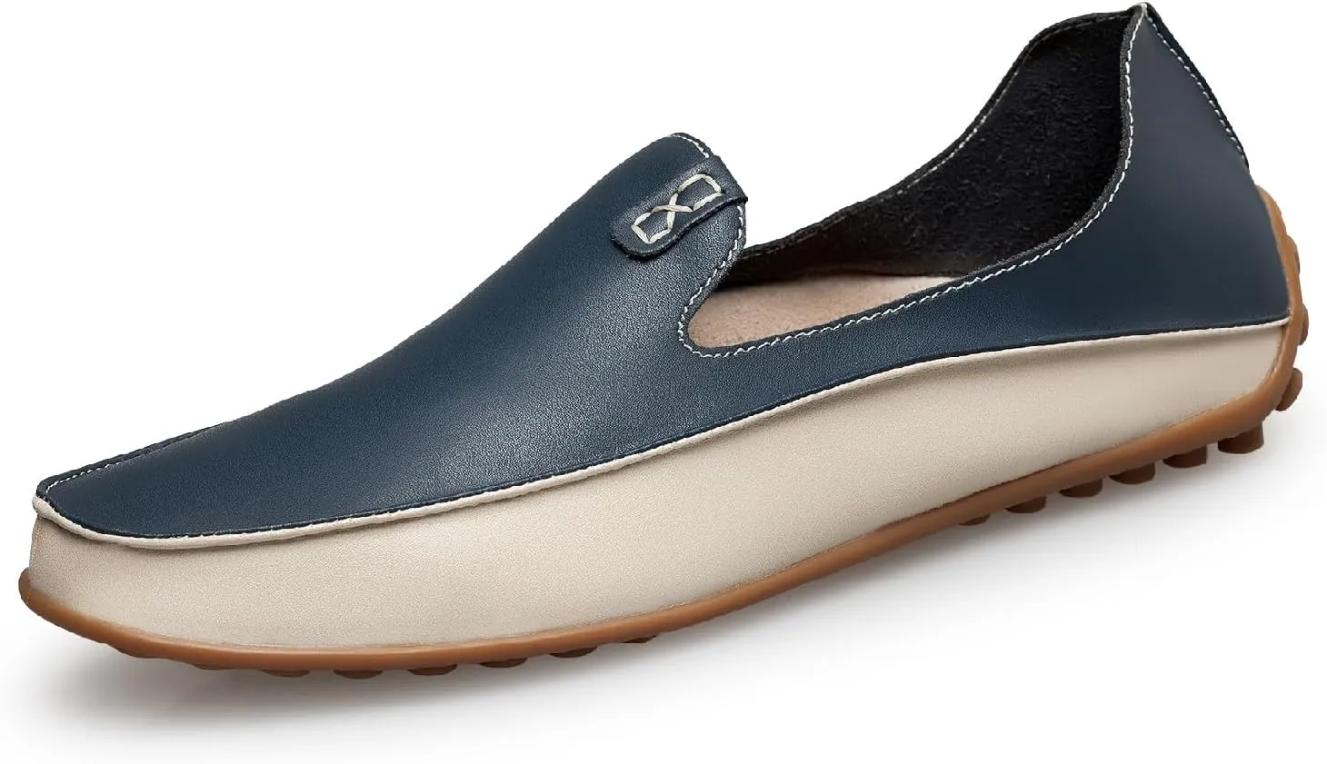 Men's Leather Penny Loafers Casual Breathable Round Toe Lightweight Soft Flat Slip On Moccasins Loafers for Daily Driving Walking Shoes