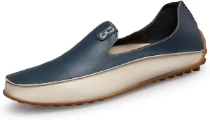 Men's Leather Penny Loafers Casual Breathable Round Toe Lightweight Soft Flat Slip On Moccasins Loafers for Daily Driving Walking Shoes
