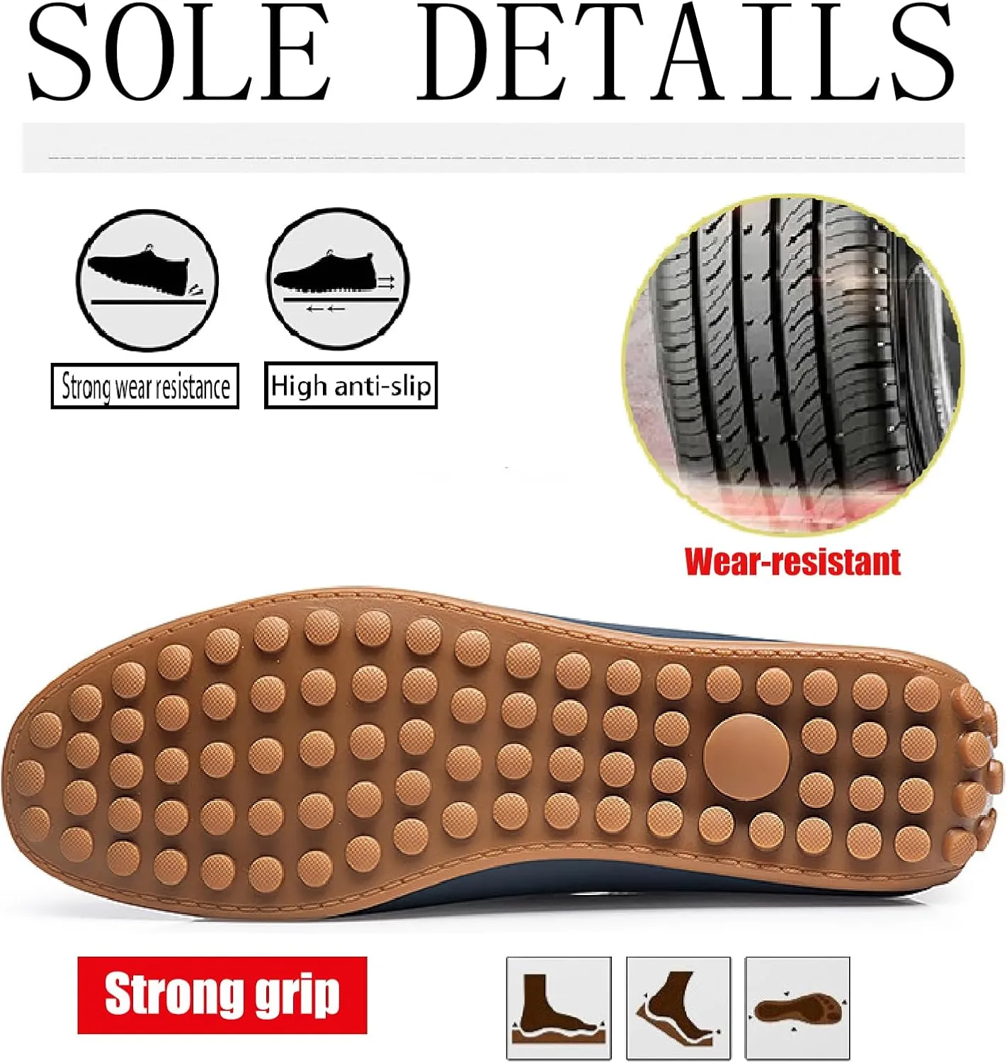 Men's Leather Penny Loafers Casual Breathable Round Toe Lightweight Soft Flat Slip On Moccasins Loafers for Daily Driving Walking Shoes