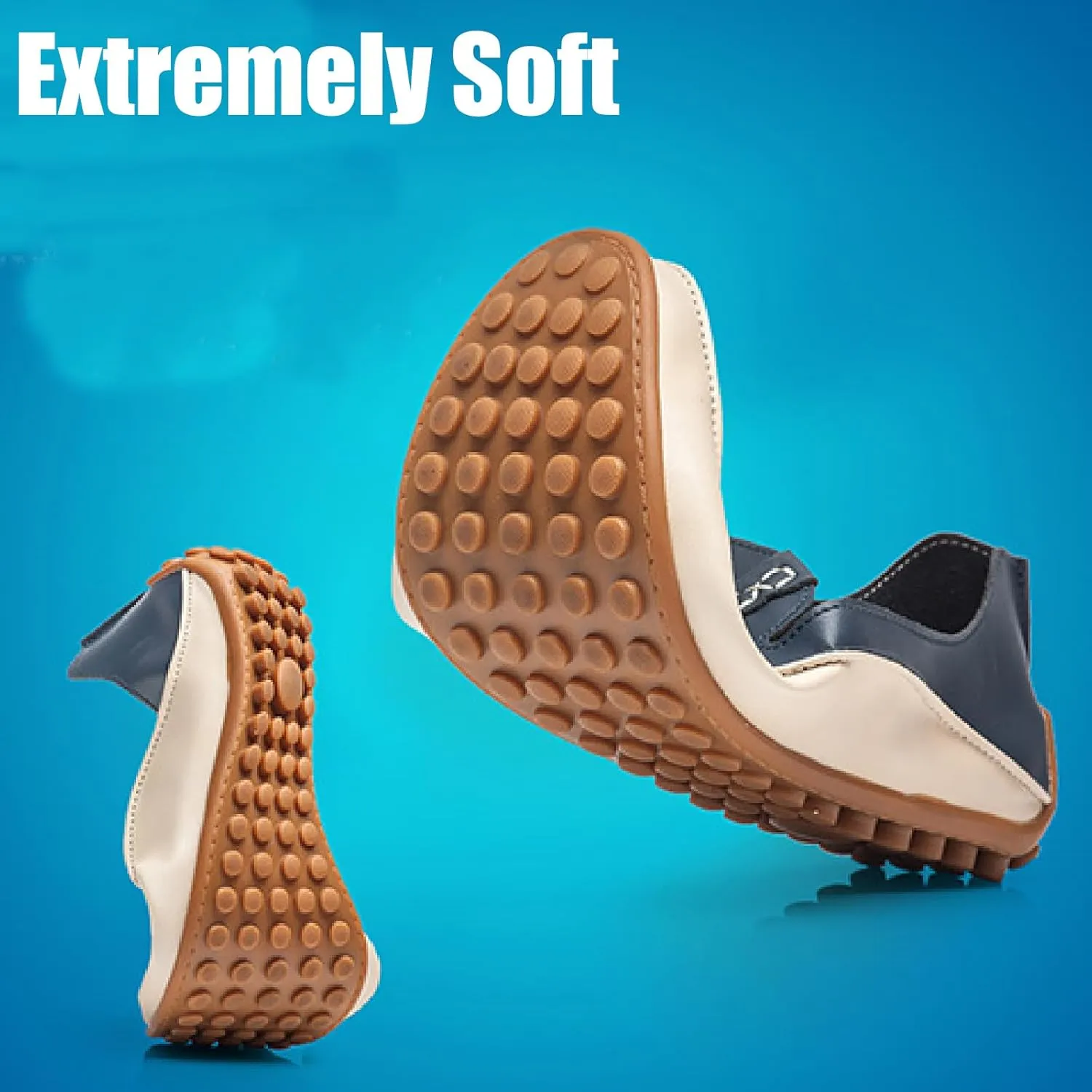 Men's Leather Penny Loafers Casual Breathable Round Toe Lightweight Soft Flat Slip On Moccasins Loafers for Daily Driving Walking Shoes