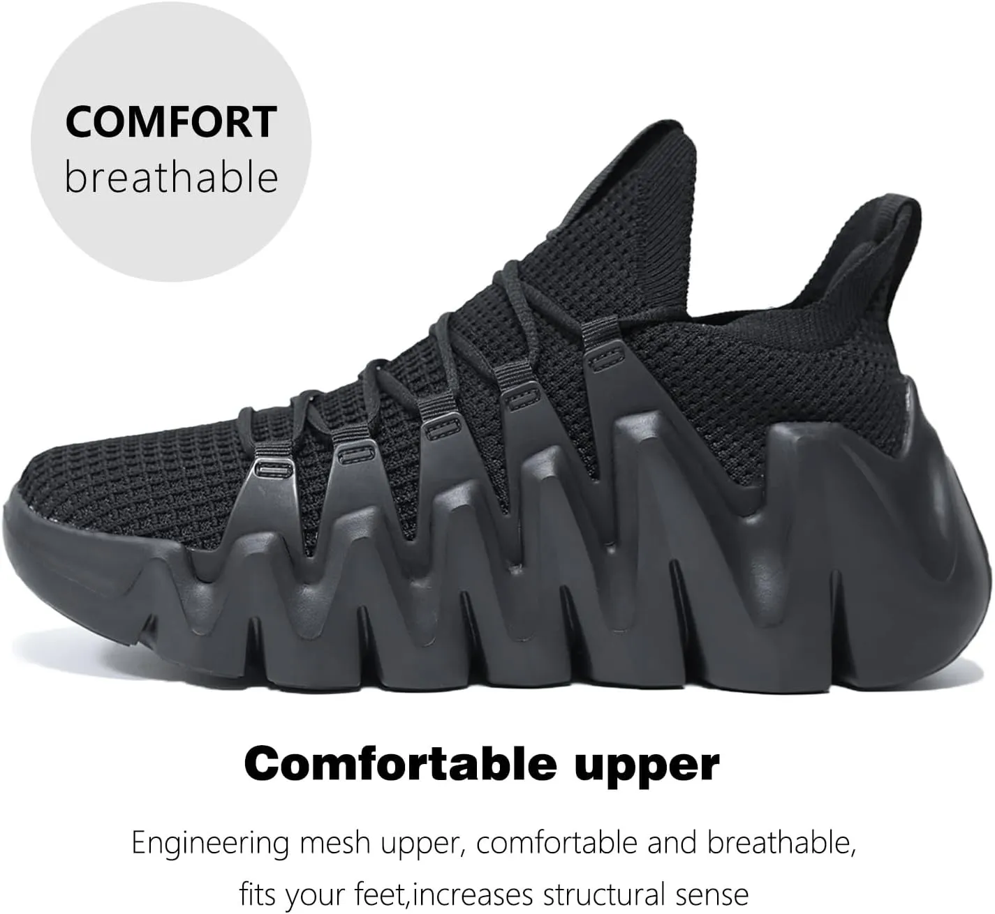 Men's Lightweight Walking Sneakers - Breathable Cushioning Gym Shoes Slip-Resistant Athletic Shoes for Running