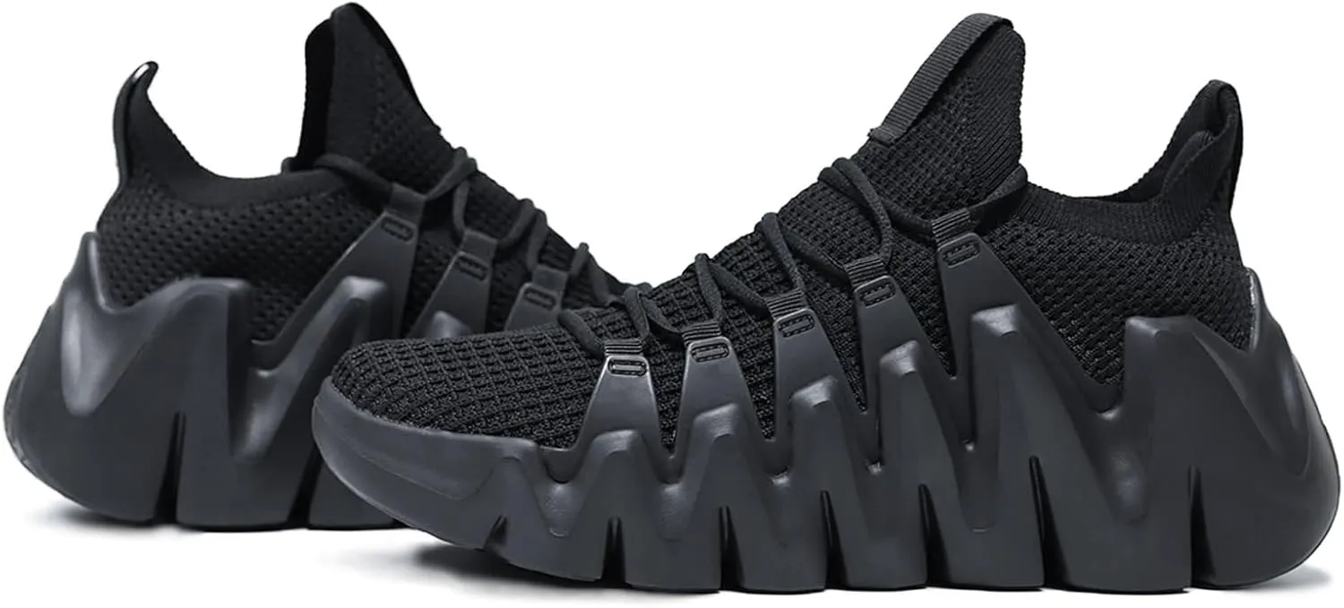Men's Lightweight Walking Sneakers - Breathable Cushioning Gym Shoes Slip-Resistant Athletic Shoes for Running