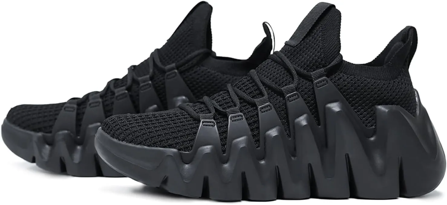 Men's Lightweight Walking Sneakers - Breathable Cushioning Gym Shoes Slip-Resistant Athletic Shoes for Running