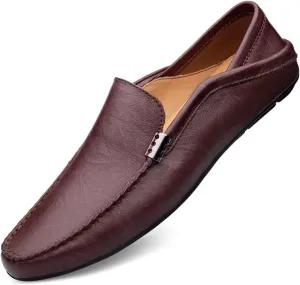 Men's Loafers Premium Genuine Leather Casual Slip On Flats Breathable Driving Shoes Outdoor Walking Shoes for Men