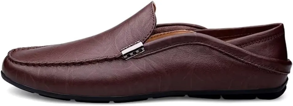 Men's Loafers Premium Genuine Leather Casual Slip On Flats Breathable Driving Shoes Outdoor Walking Shoes for Men