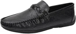 Men's Loafers Vegan Leather Vintage Evening Solid Color Round Toe Anti-Slip Non Slip Classic Slip-on