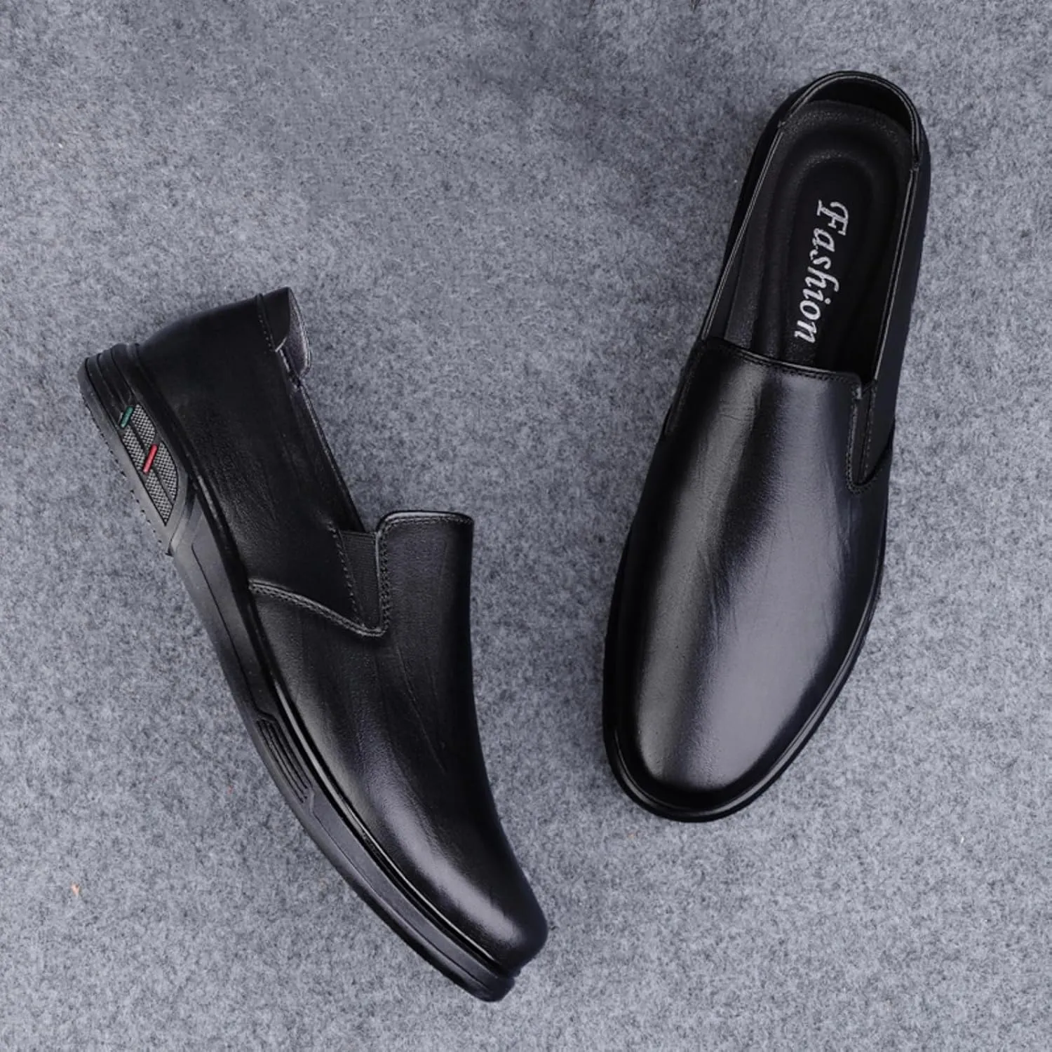 Men's Low - Top Slip - On Genuine Cowhide Slippers, Simple and Stylish for Daily Comfort Men Loafers Slip On Dress Shoes for Men Black Brown