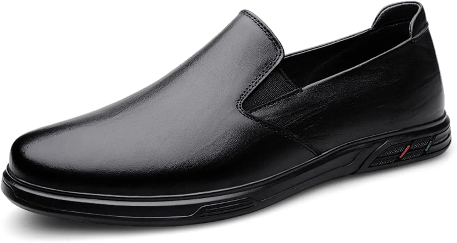Men's Low - Top Slip - On Genuine Cowhide Slippers, Simple and Stylish for Daily Comfort Men Loafers Slip On Dress Shoes for Men Black Brown