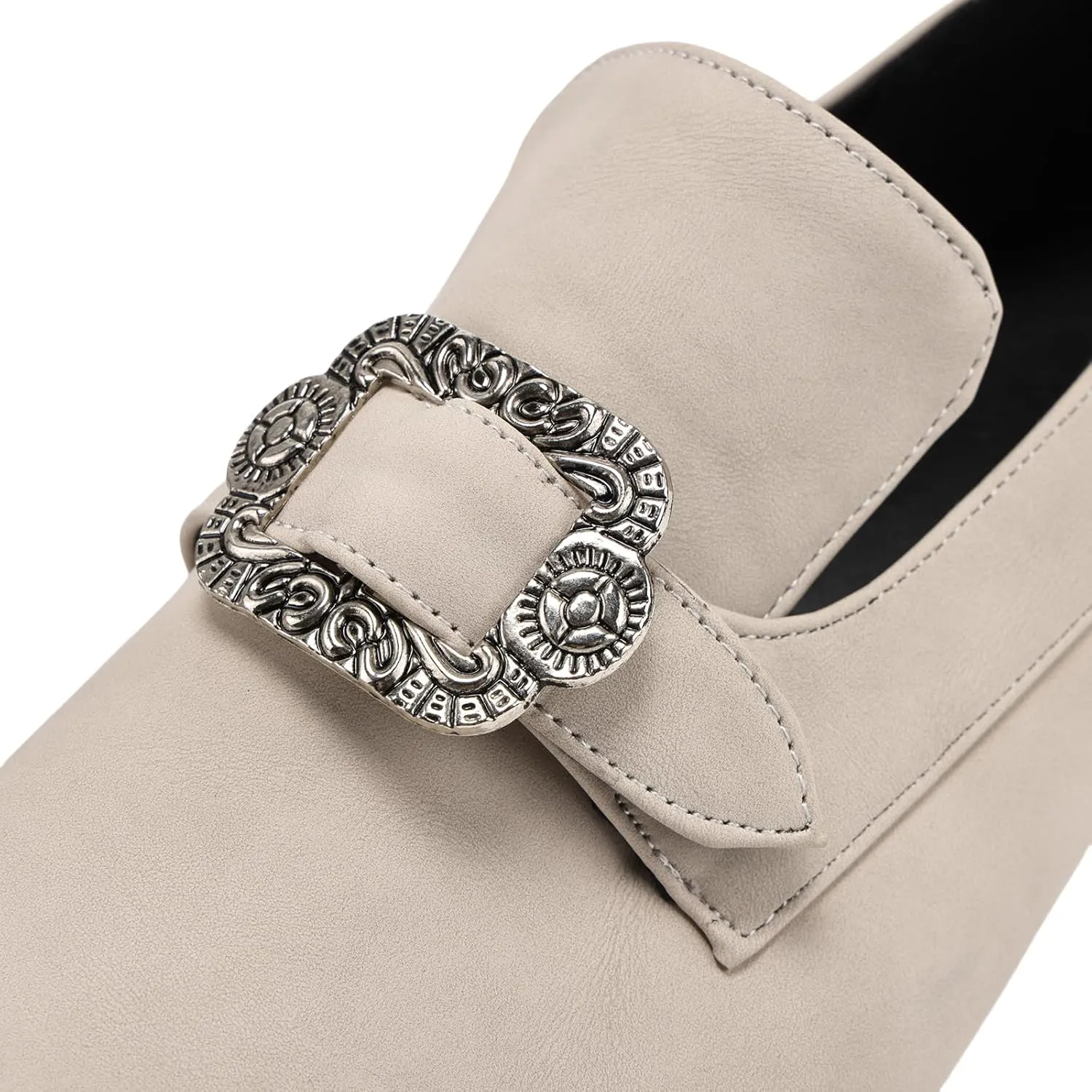 Men's Medieval Loafers Dress Shoes with Metal Square Buckle Mid-Heel Fashion Footwear Halloween Wedding Party Prom Cosplay