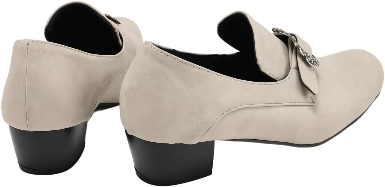 Men's Medieval Loafers Dress Shoes with Metal Square Buckle Mid-Heel Fashion Footwear Halloween Wedding Party Prom Cosplay