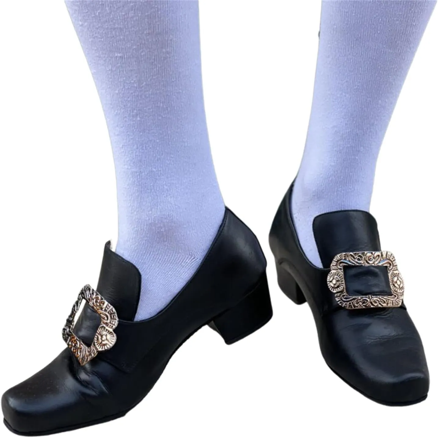 Men's Medieval Loafers Dress Shoes with Metal Square Buckle Mid-Heel Fashion Footwear Halloween Wedding Party Prom Cosplay