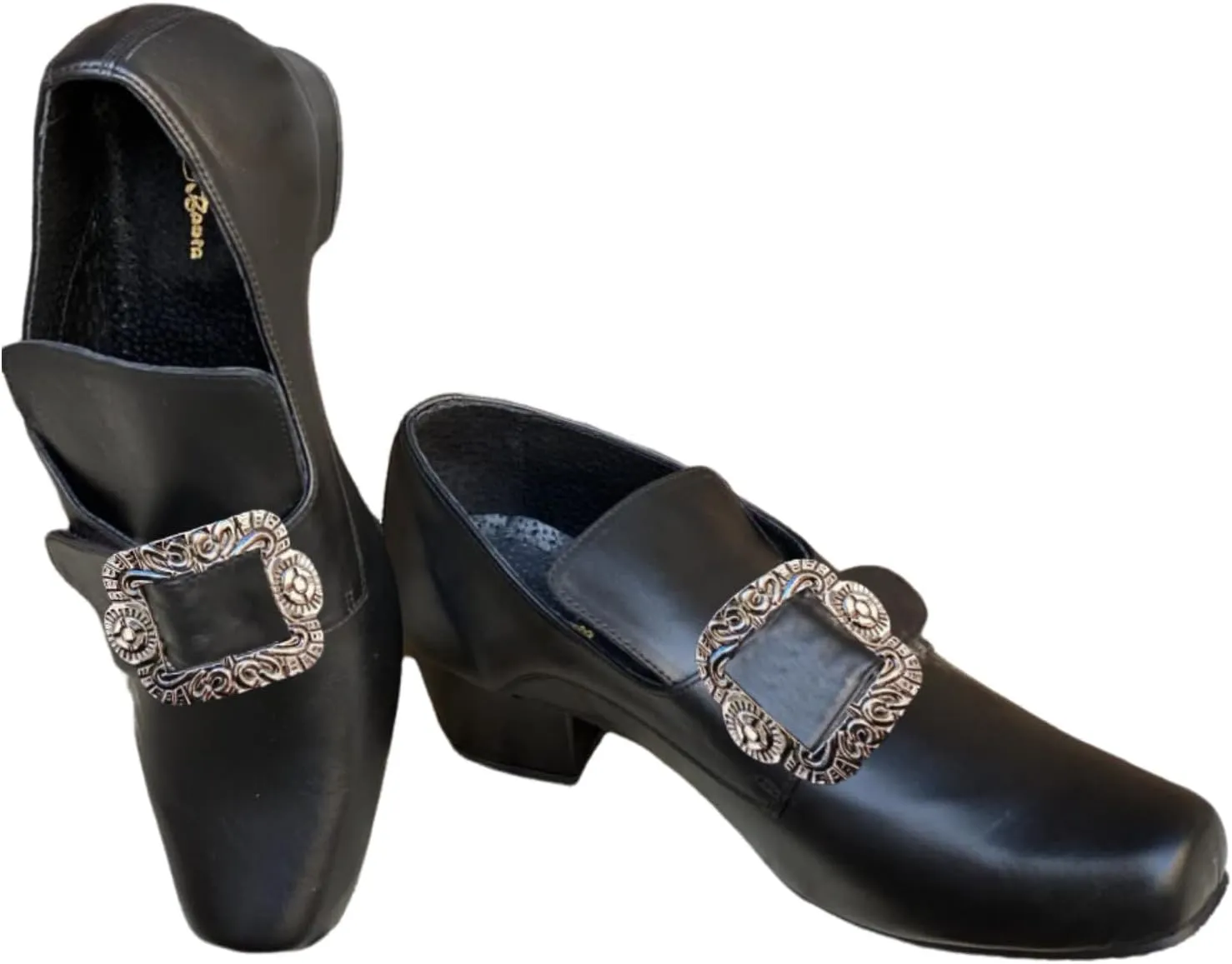 Men's Medieval Loafers Dress Shoes with Metal Square Buckle Mid-Heel Fashion Footwear Halloween Wedding Party Prom Cosplay