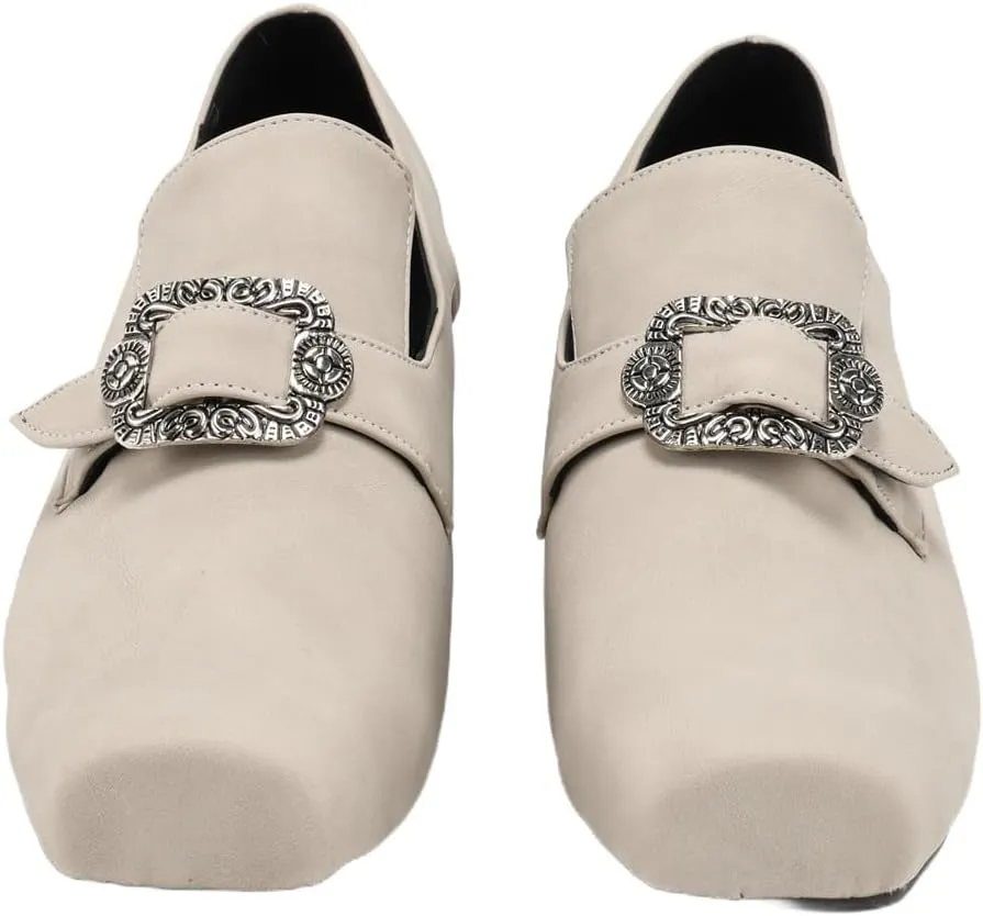 Men's Medieval Loafers Dress Shoes with Metal Square Buckle Mid-Heel Fashion Footwear Halloween Wedding Party Prom Cosplay
