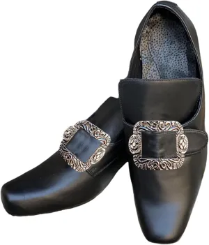 Men's Medieval Loafers Dress Shoes with Metal Square Buckle Mid-Heel Fashion Footwear Halloween Wedding Party Prom Cosplay