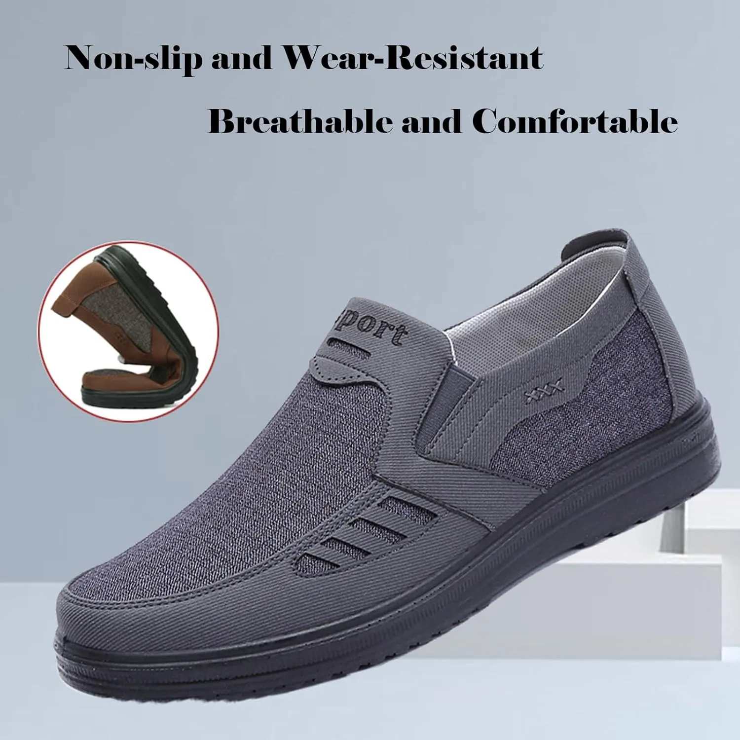 Men's Mesh Sneakers, Casual Classic Business Slip On Dress Sneakers Fashion Sneakers Penny Loafers, Lightweight and Breathable Men's Canvas Shoes