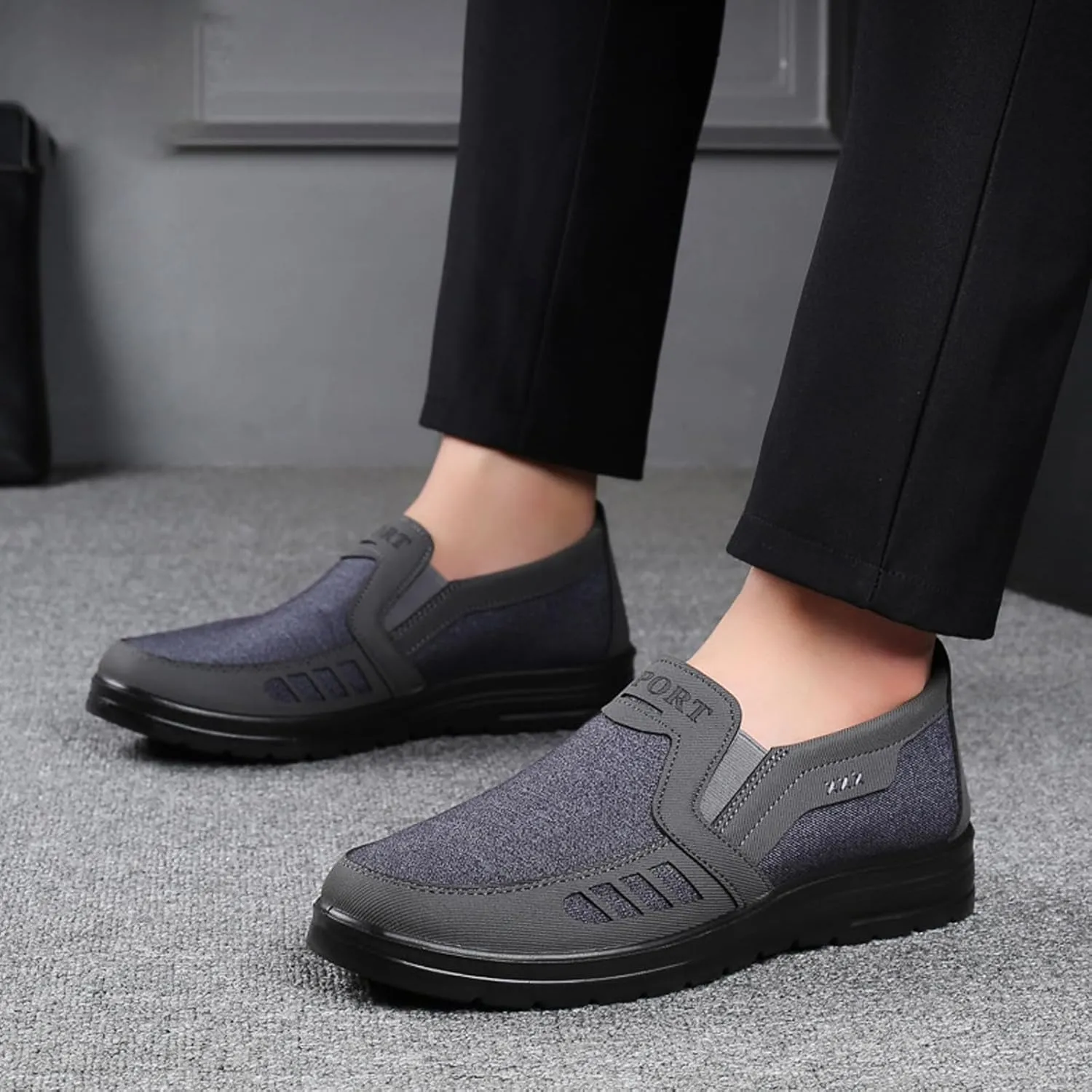 Men's Mesh Sneakers, Casual Classic Business Slip On Dress Sneakers Fashion Sneakers Penny Loafers, Lightweight and Breathable Men's Canvas Shoes