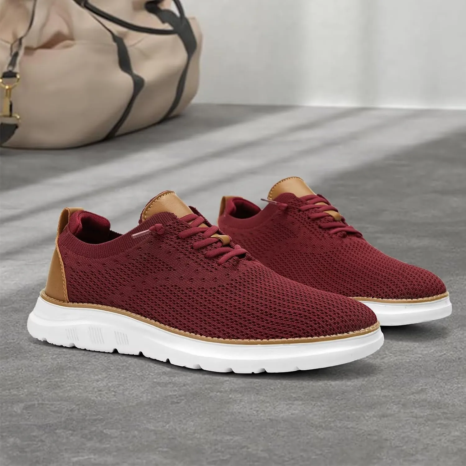 Men's Mesh Sneakers Oxfords Lace-Up Lightweight Casual Walking Shoes Driving Shoes