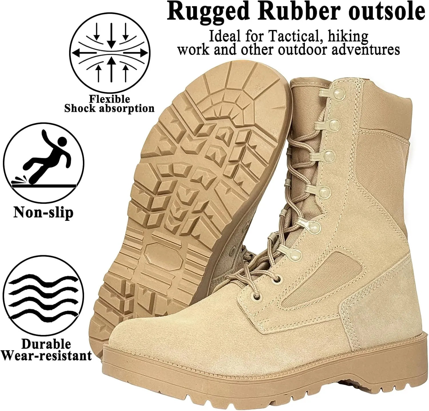 Mens Military Tactical Boots Man Lace Up Hiking Work Army Boots Outdoor Men Combat Shoes
