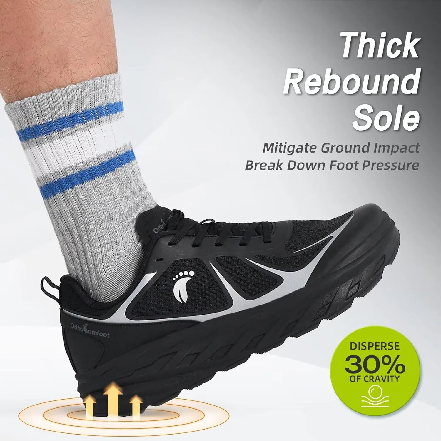 Men's Orthopedic Diabetic Wide Running Shoes: Comfortable Arch Support Plantar Fasciitis Sports Sneakers, Casual Orthotic Swollen Tennis Work Walking Shoes for Foot and Heel Pain Relief