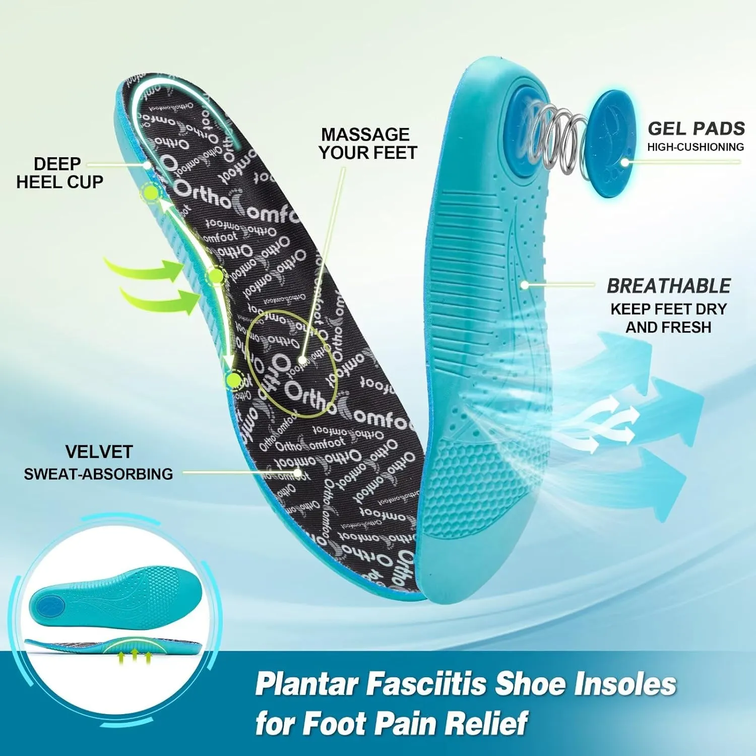Men's Orthopedic Road Running Shoes: Comfortable Casual Plantar Fasciitis Arch Support Athletic Sports Sneakers, Orthotic High Arch Cushion Tennis Gym Work Walking Shoes for Foot Heel Pain Relief