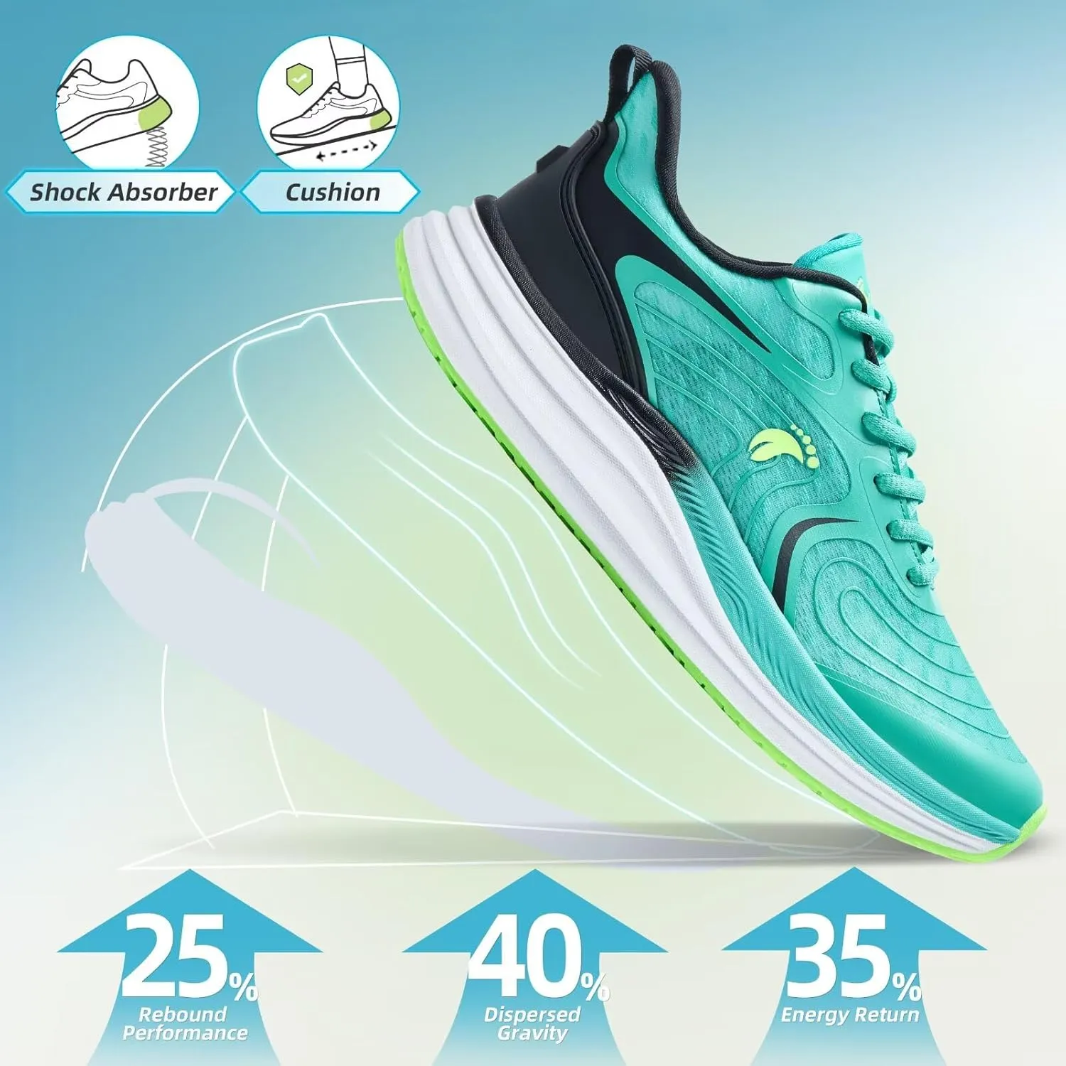 Men's Orthopedic Road Running Shoes: Comfortable Casual Plantar Fasciitis Arch Support Athletic Sports Sneakers, Orthotic High Arch Cushion Tennis Gym Work Walking Shoes for Foot Heel Pain Relief
