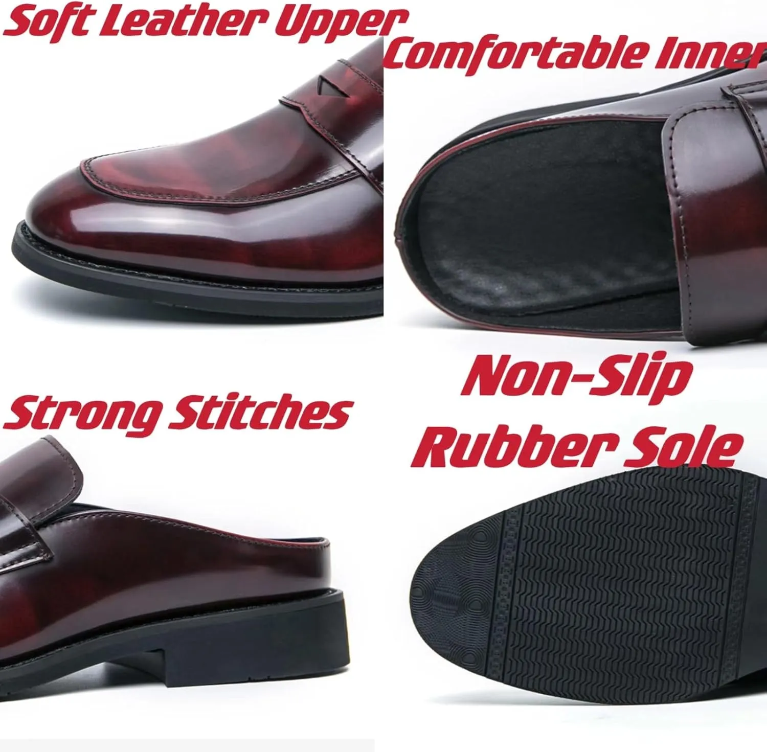 Mens Patent Leather Slip-On Dress Mule Sandals Summer Wingtip Backless Smoking Slippers Formal Business Party Half Loafers