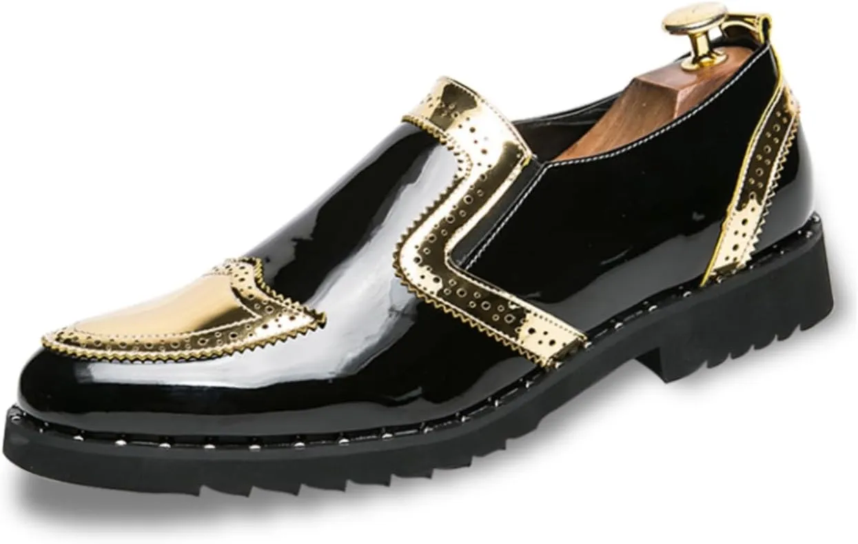 Men's Plus - Size Glitter Oxford Loafers Shiny Slip On Dress Shoes Fashionable Comfortable