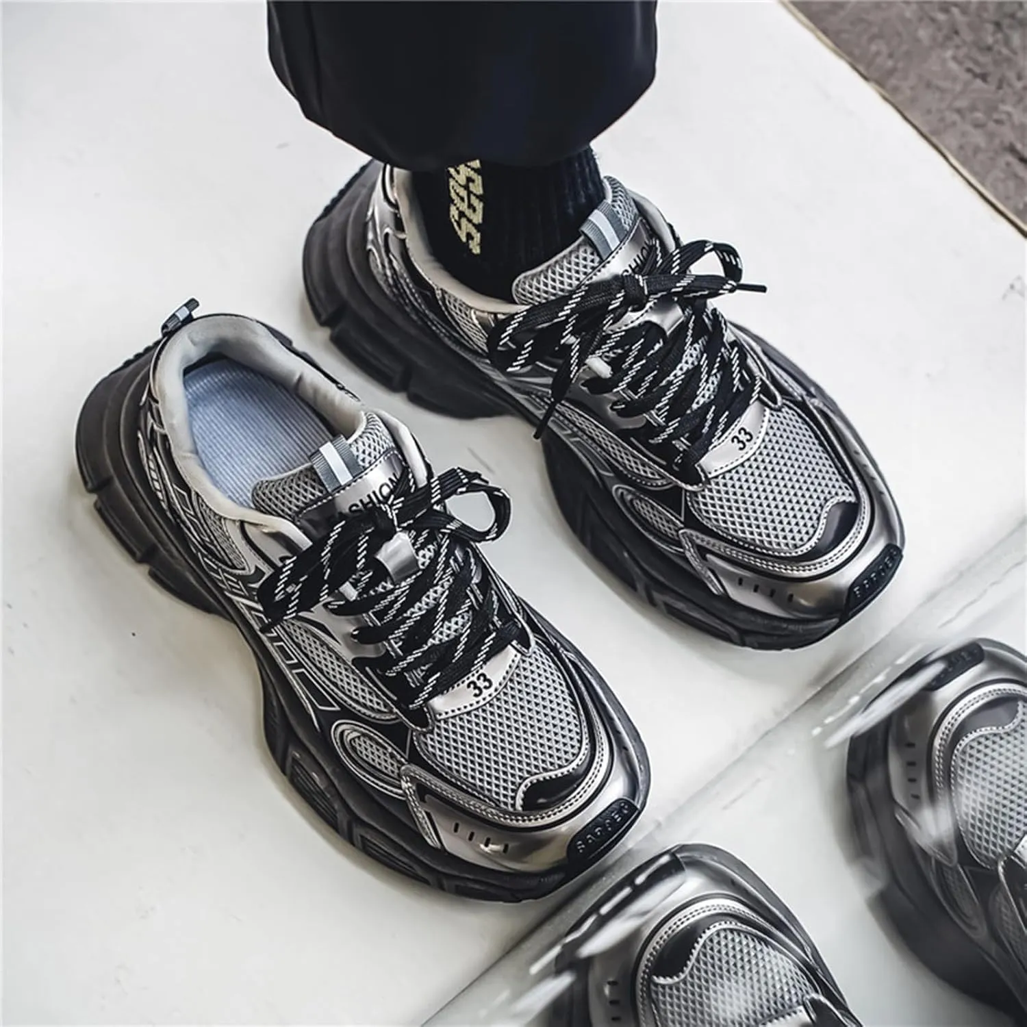 Mens Running Shoes Tennis Walking Shoes Chunky Sneakers Workout Casual Athletic Shoes