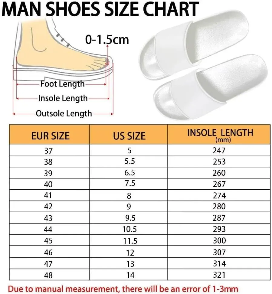 Men's Sandals Slides Non-Slip Slippers Casual White Sole Summer Shoes for College Dorm Gym Beach