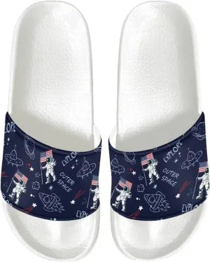 Men's Sandals Slides Non-Slip Slippers Casual White Sole Summer Shoes for College Dorm Gym Beach