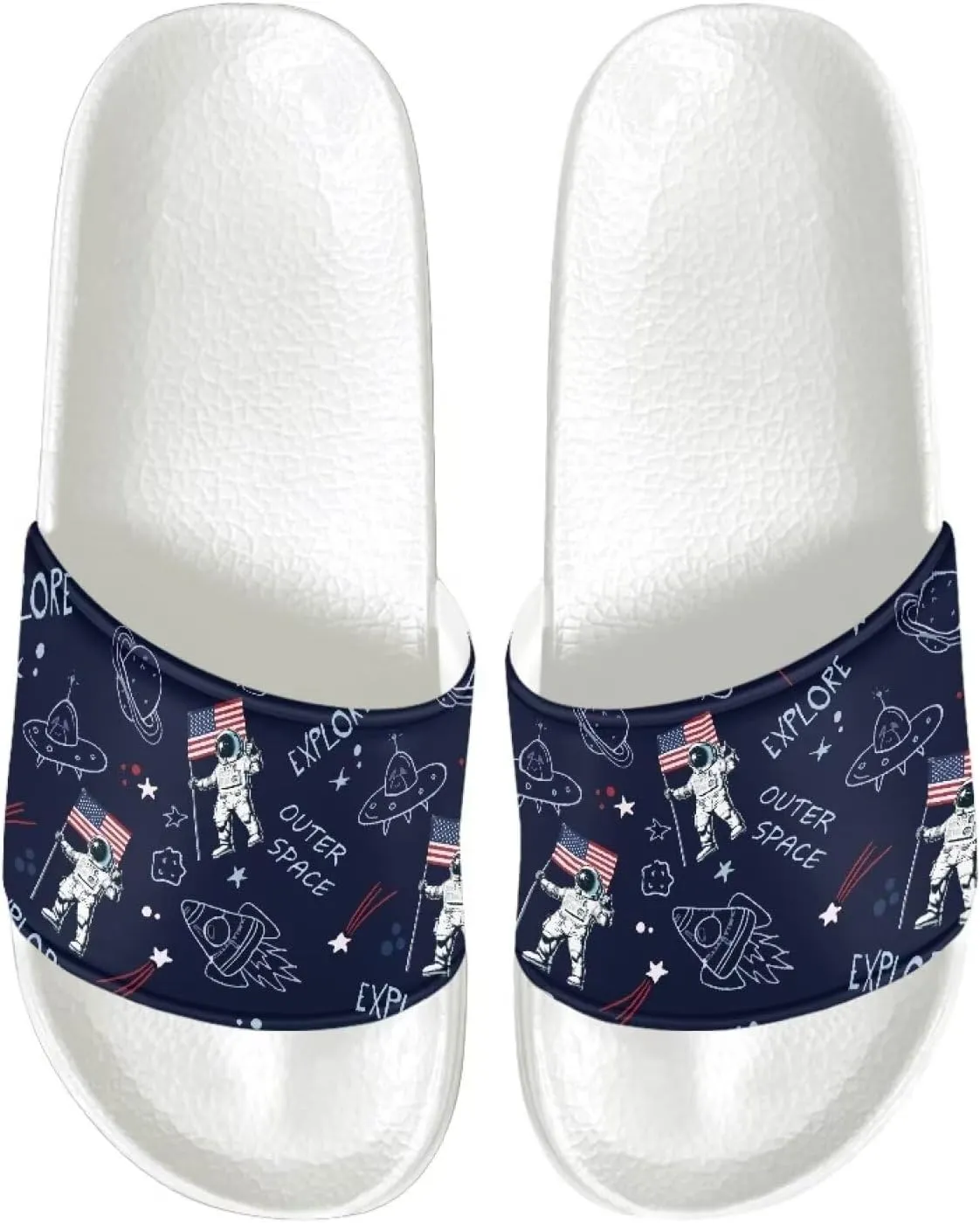 Men's Sandals Slides Non-Slip Slippers Casual White Sole Summer Shoes for College Dorm Gym Beach