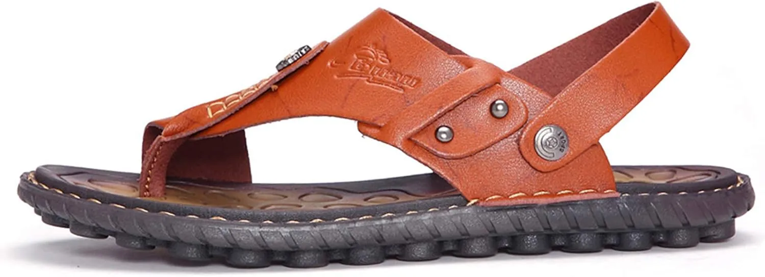Mens Sandals Slippers Slip On Flip Flops for Men Shoes Leather Toe Ring Style Beach
