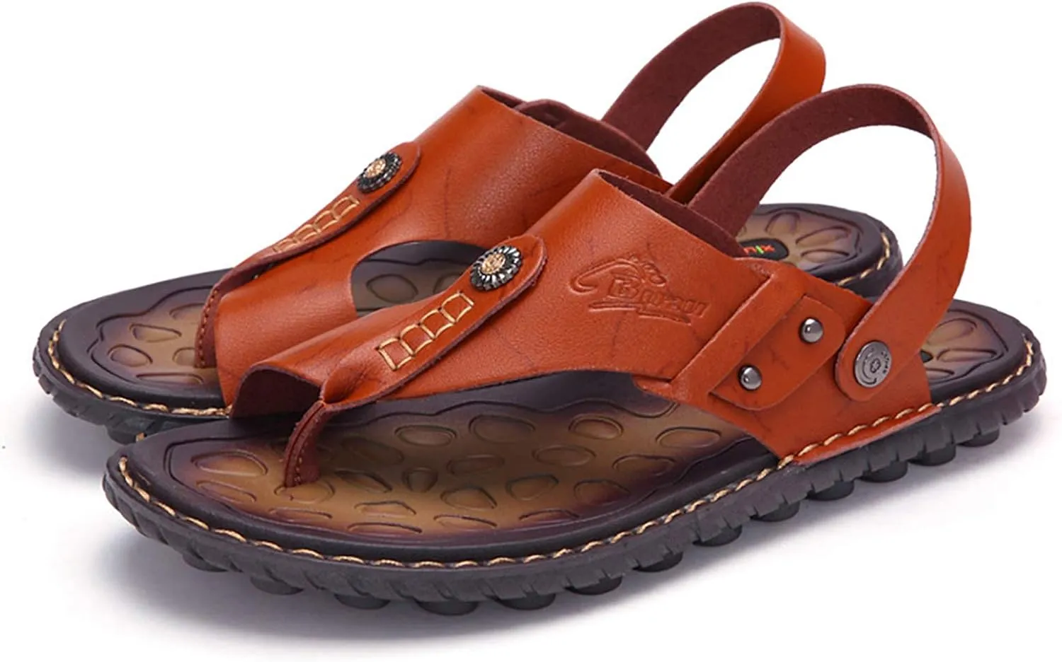 Mens Sandals Slippers Slip On Flip Flops for Men Shoes Leather Toe Ring Style Beach
