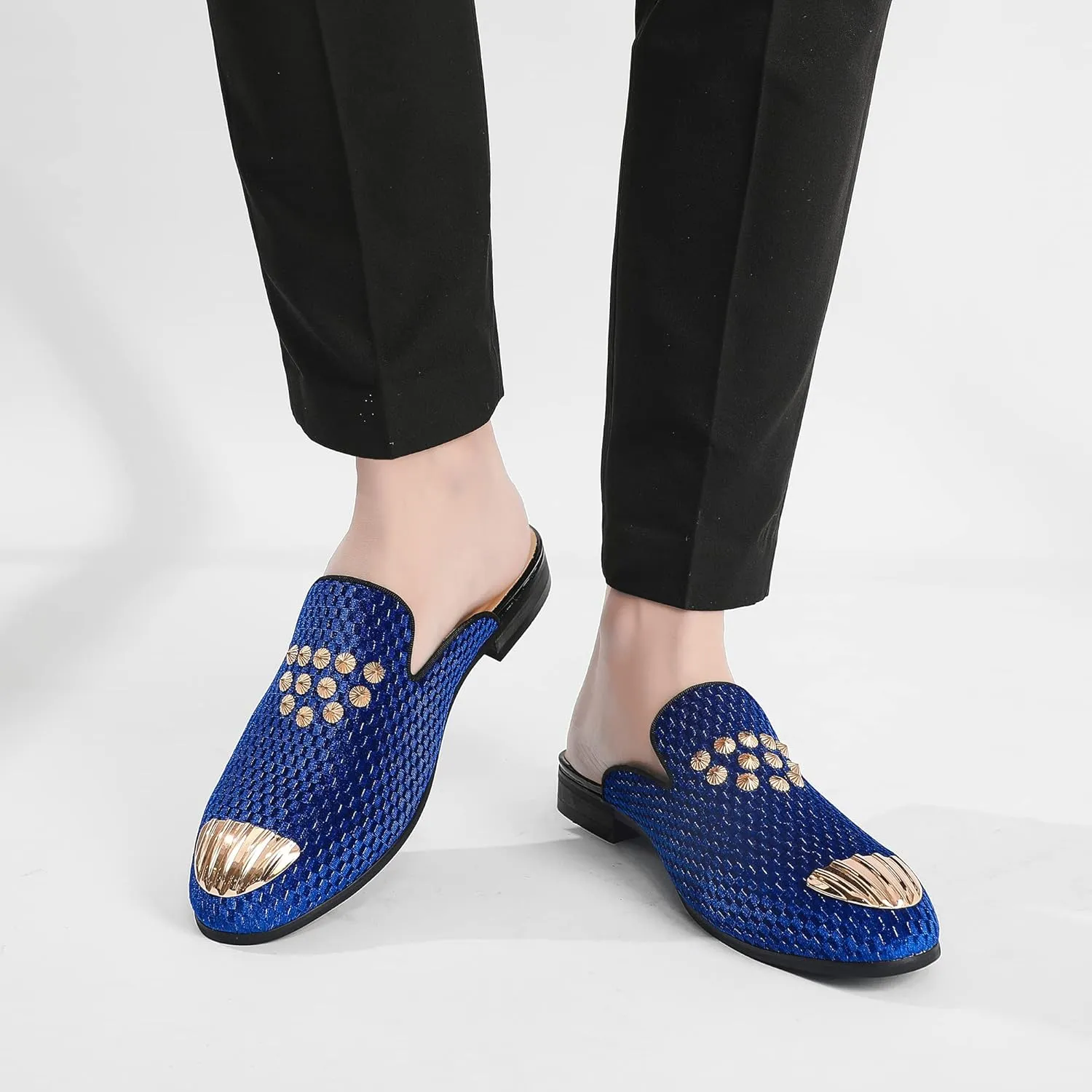 Men's Slip-on Mule Loafers, Fashion Breathable Leather Slip-on Shoes, Formal Wear Casual Backless Dress Slippers