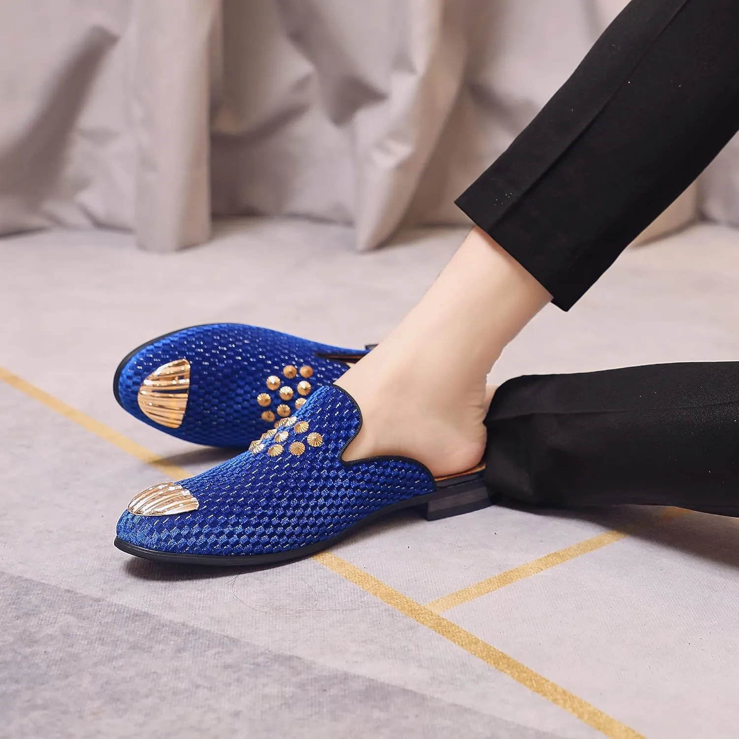 Men's Slip-on Mule Loafers, Fashion Breathable Leather Slip-on Shoes, Formal Wear Casual Backless Dress Slippers