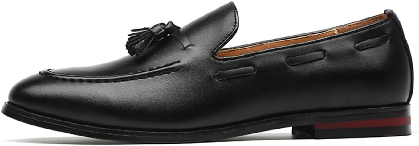 Men's Slip-On Soft Leather Tassels Loafers Fashion Casual Flats Moccasin Shoes for Business Formal Work Office Dress Penny Shoes