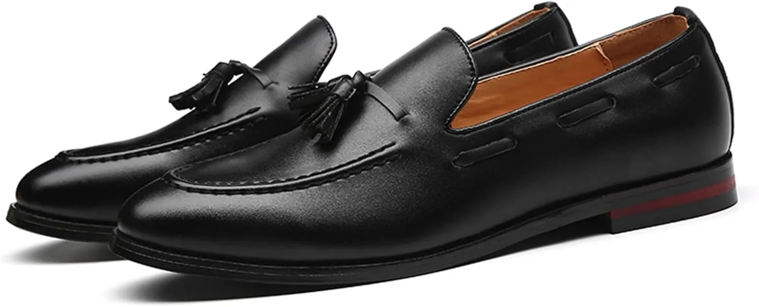 Men's Slip-On Soft Leather Tassels Loafers Fashion Casual Flats Moccasin Shoes for Business Formal Work Office Dress Penny Shoes